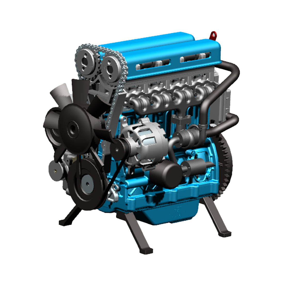 L4 Car Engine 3D Metal Turbocharged Mechanical Engine Kit (364+PCS)
