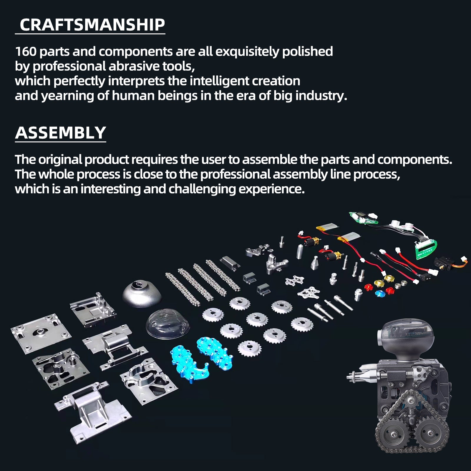 Metal Remote Control Tank Robot Bluetooth Speaker Kits(160PCS )