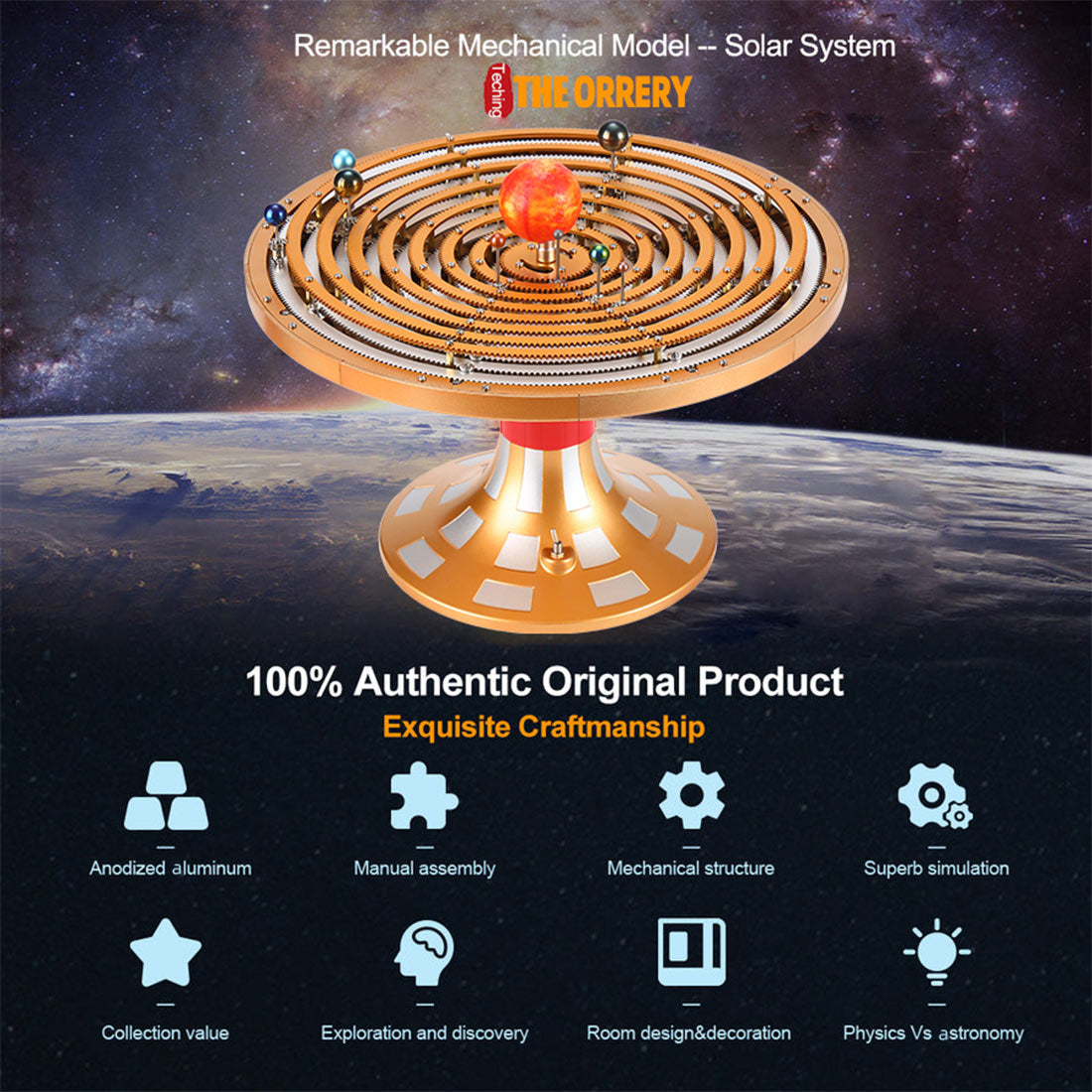 Metal Mechanical Solar System Model Kit Dynamic Orbital Desk Ornament(600+PCS)