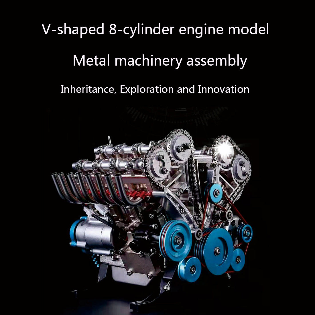 1/3 V8 Engine Model Metal Mechanical Engine Model(500+Pcs)