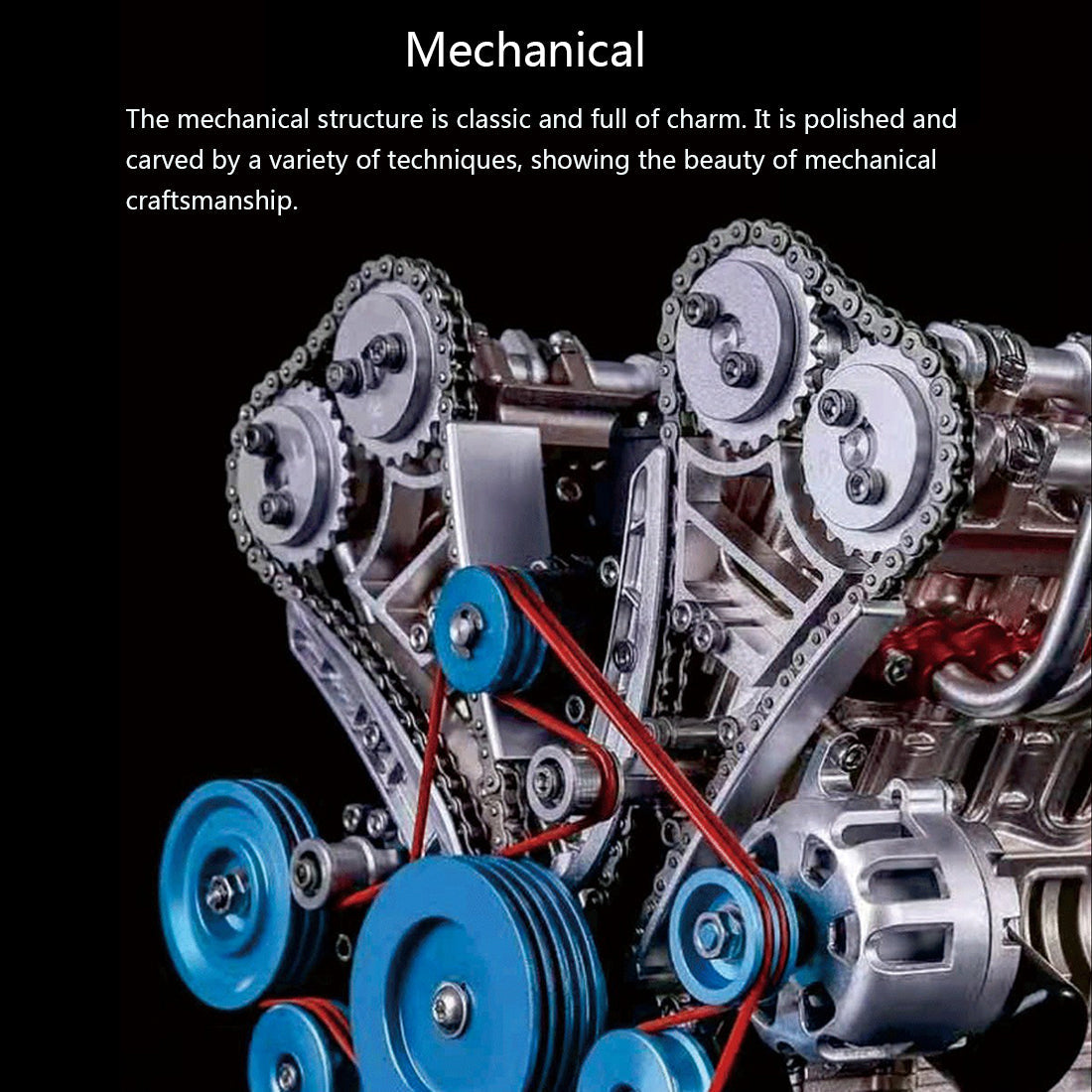 1/3 V8 Engine Model Metal Mechanical Engine Model(500+Pcs)