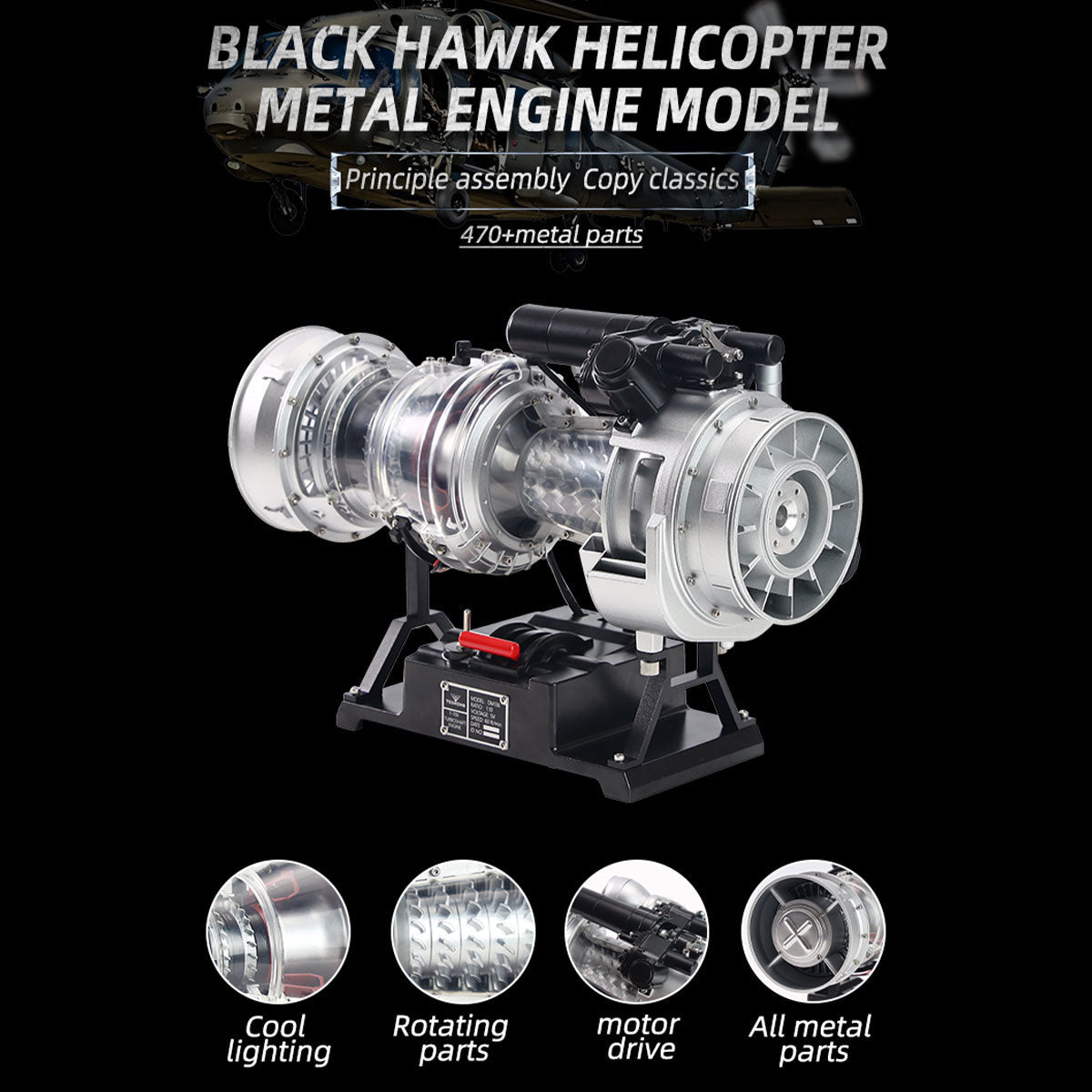 1/4 Scale Metal Simulation Electric Military Helicopter Turboshaft Engine Model Kit