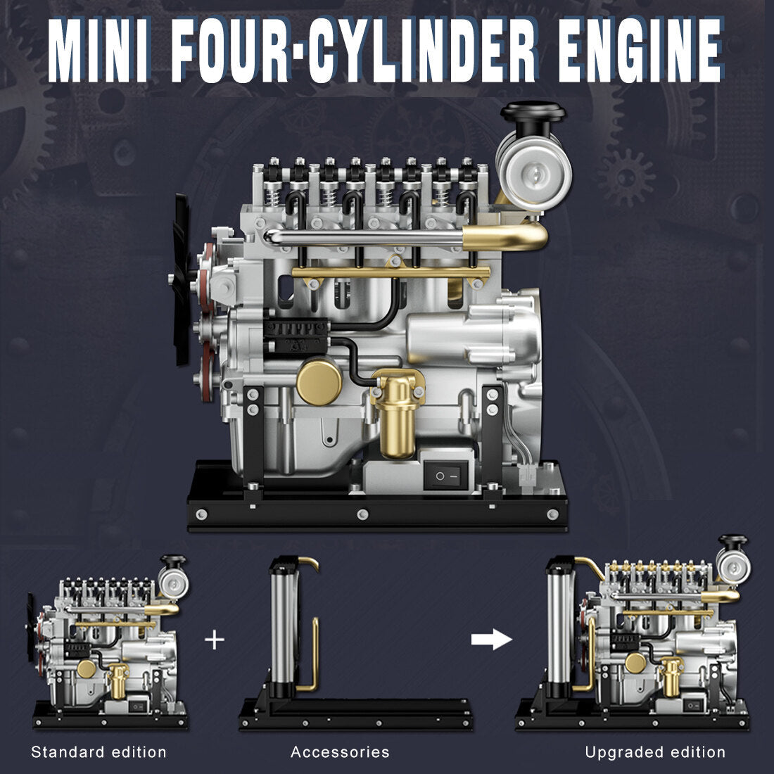 1/10 Mini Metal OHV Inline Four-Cylinder Diesel Engine Model (300+PCS)