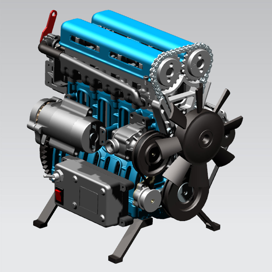 L4 Car Engine 3D Metal Turbocharged Mechanical Engine Kit  (364+PCS)