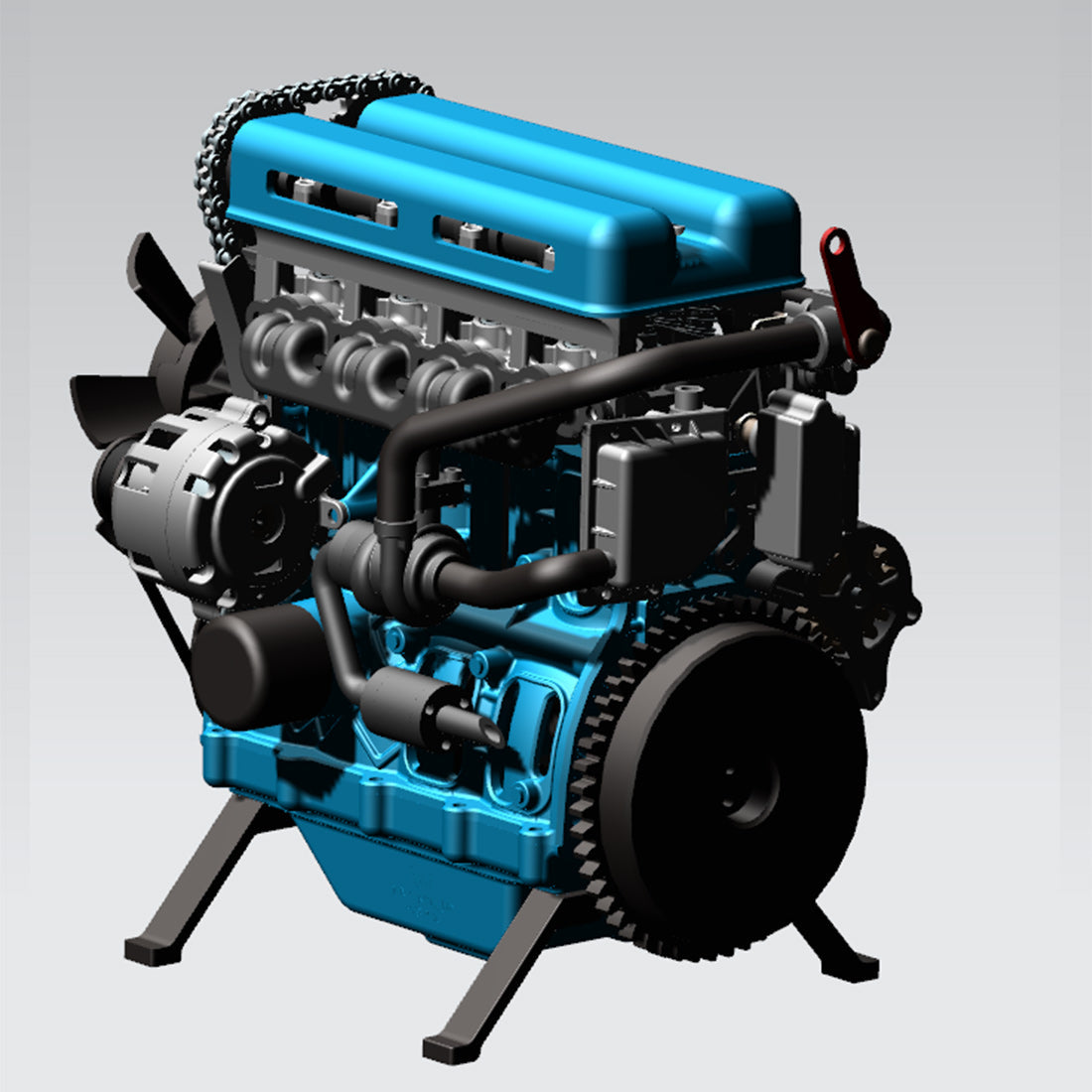 L4 Car Engine 3D Metal Turbocharged Mechanical Engine Kit  (364+PCS)
