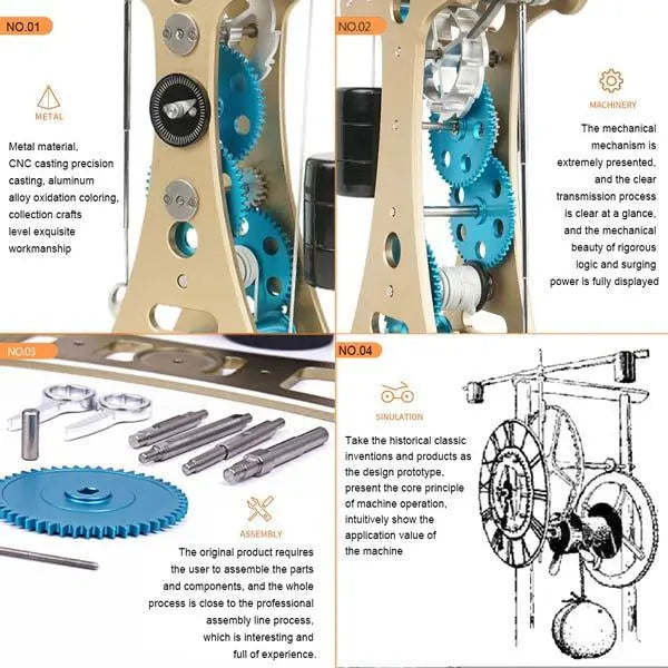 Galileo Pendulum Clock Full Aluminum Alloy Model Kit（91Pcs）