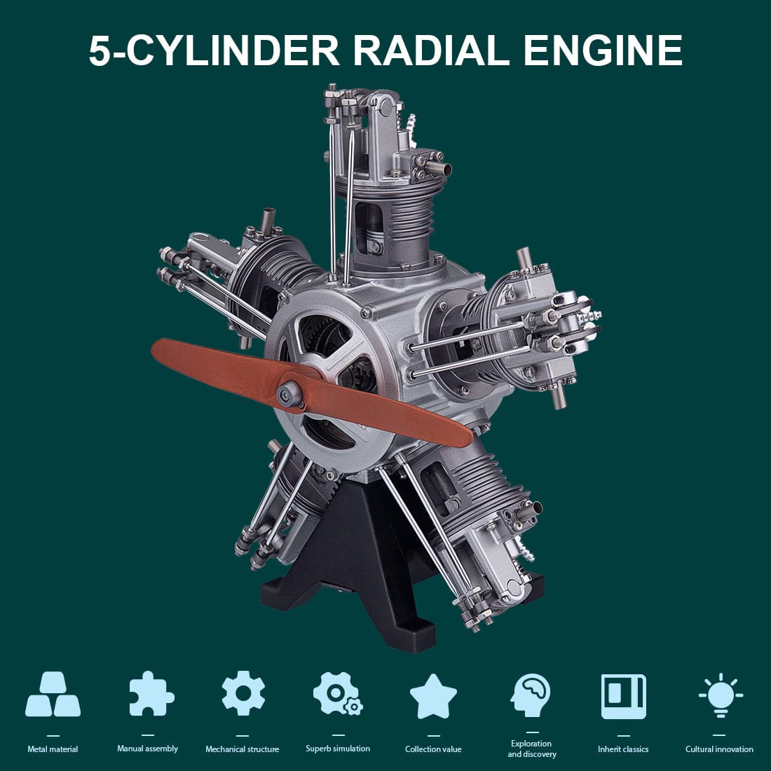 1/6 5-Cylinder Radial Engine Model Kit（230+pcs）