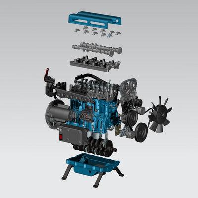 L4 Car Engine 3D Metal Turbocharged Mechanical Engine Kit  (364+PCS)