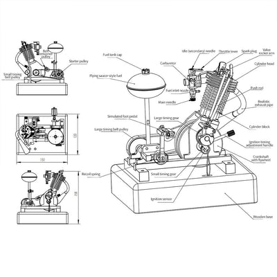 Hoglet V1 Single-Cylinder 4-Stroke Gasoline Realistic Motorcycle Internal Combustion Engine