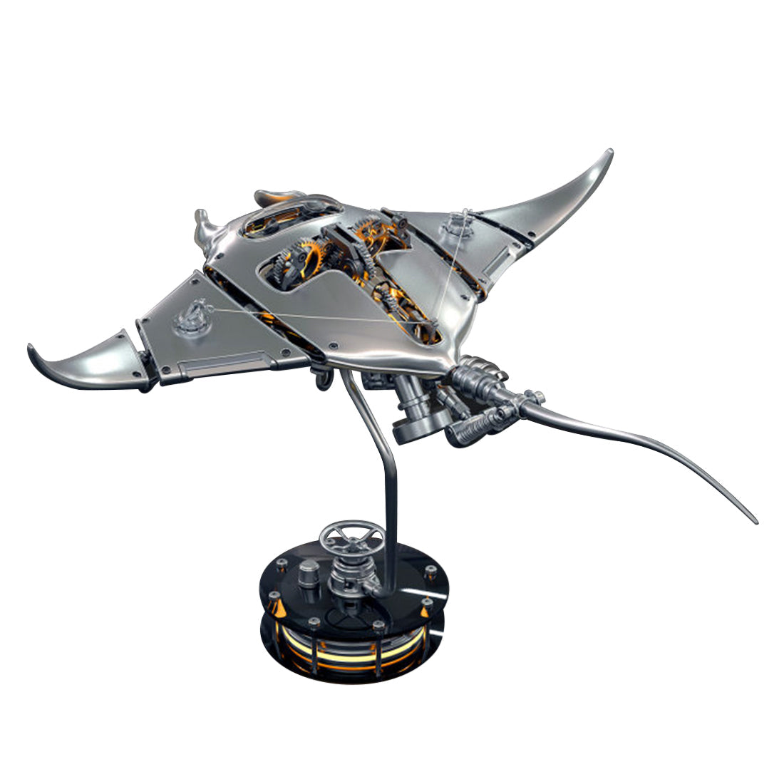 Innovative Mechanical Steampunk Style Manta Ray 3D Metal Model