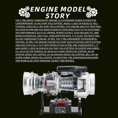 1/4 Scale Metal Simulation Electric Military Helicopter Turboshaft Engine Model Kit