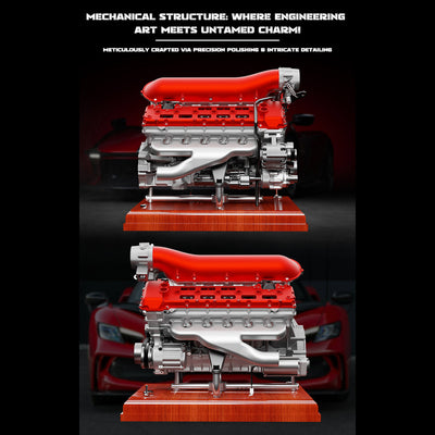 1/4 V12 Visible Electric Supercar Engine DIY Metal Kit（800+PCS）